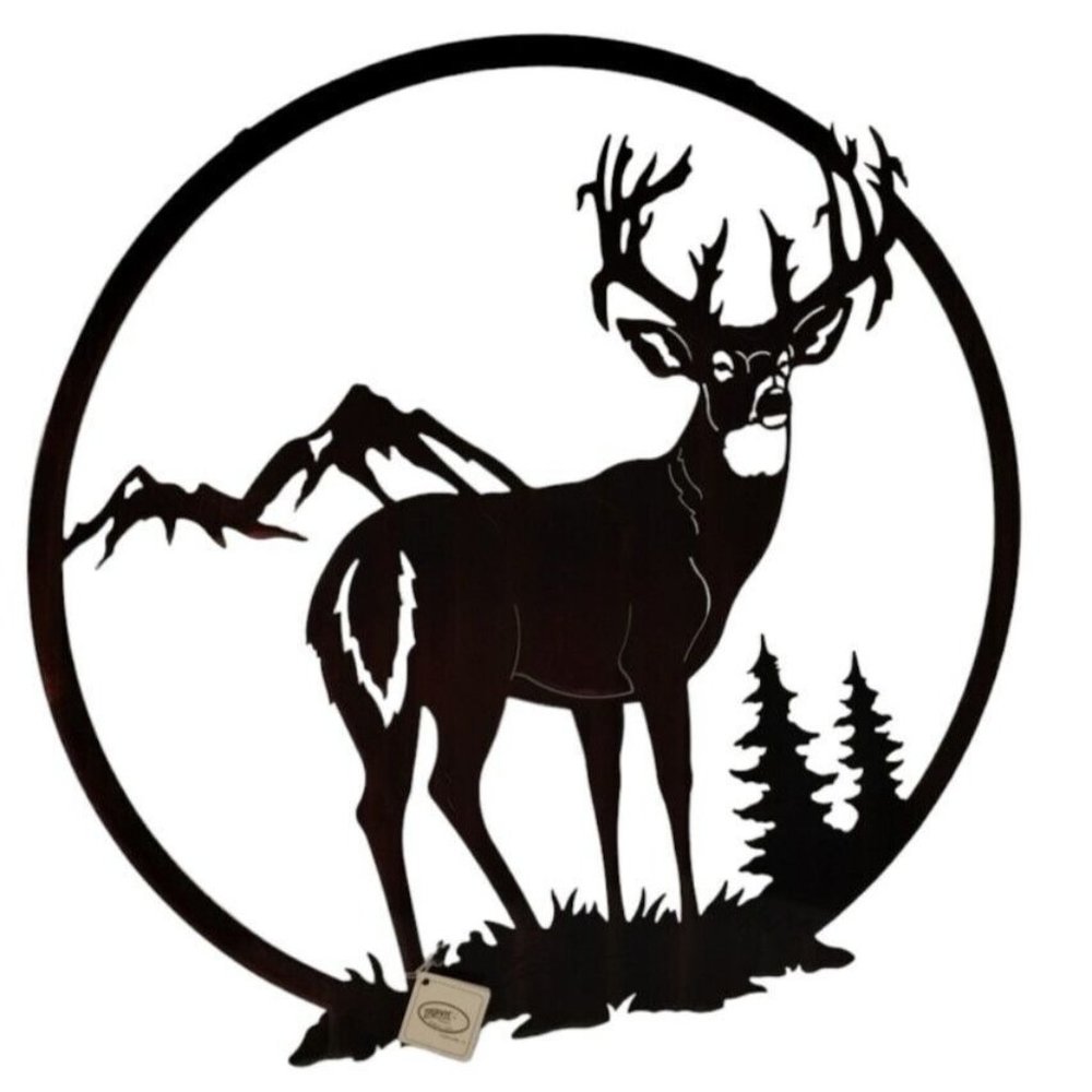 Lazart Ruby Buck Solo Deer 24 inch Metal Laser Cut Hanging Wall Art Rustic Lodge